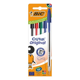 BIC Cristal Original Assorted Ballpoint Pens 5 Pack
