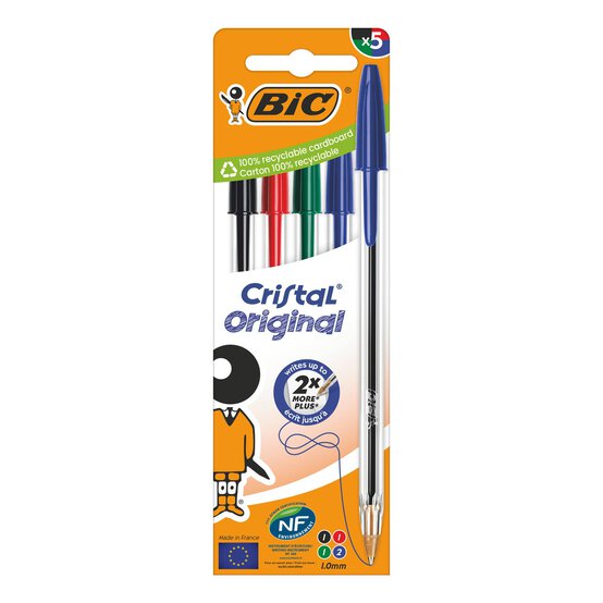 BIC Cristal Original Assorted Ballpoint Pens 5 Pack image number 1