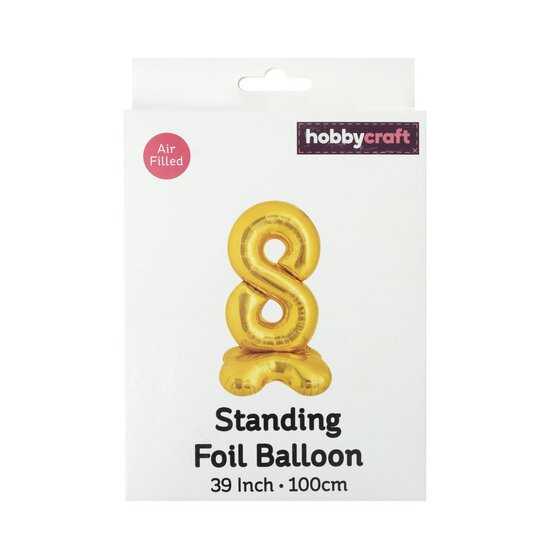Standing Gold Number 8 Balloon 1m image number 4