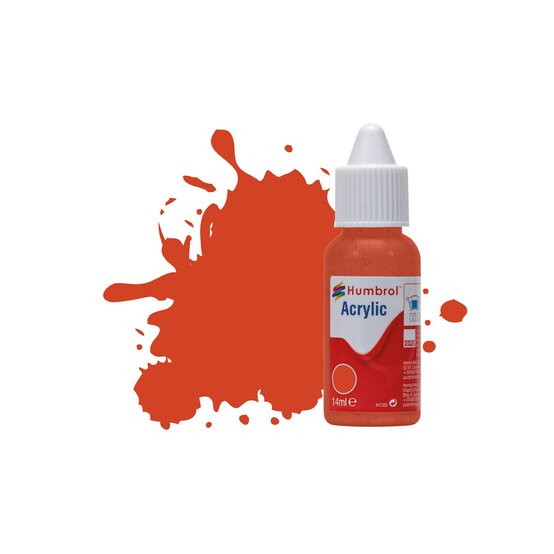 Humbrol 132 Red Satin Acrylic Paint Dropper 14ml  image number 1