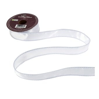 Light Silver Wire Edge Satin Ribbon 25mm x 3m image number 2