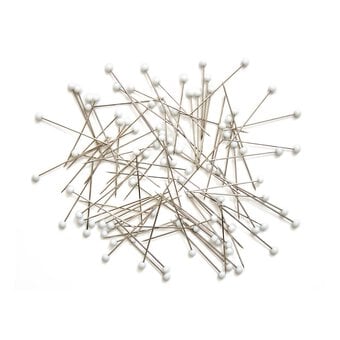 Blue Woodblock Floral Glass Head Pins 95 Pack