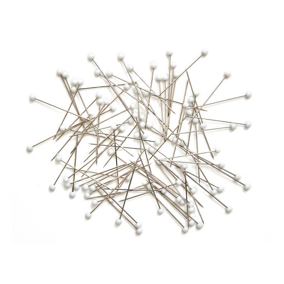 Blue Woodblock Floral Glass Head Pins 95 Pack image number 2