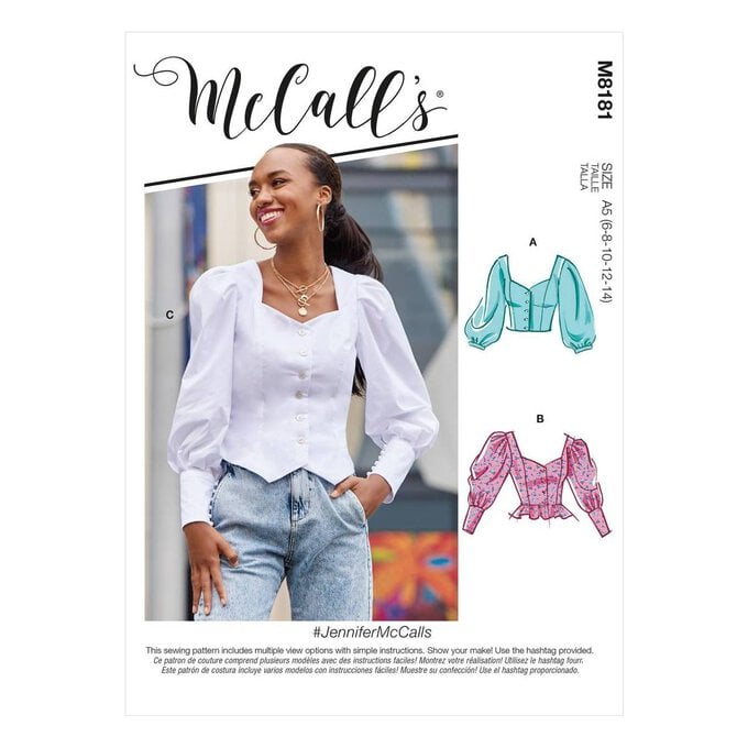 McCall’s Jennifer Top Sewing Pattern M8181 (16-24) image number 1