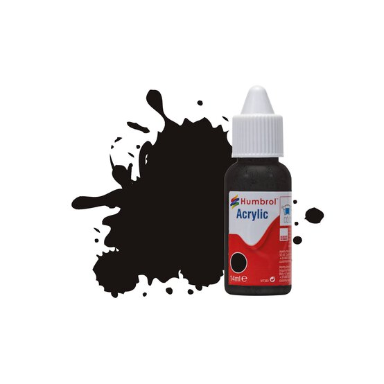 Humbrol 201 Black Metallic Acrylic Paint Dropper 14ml  image number 1