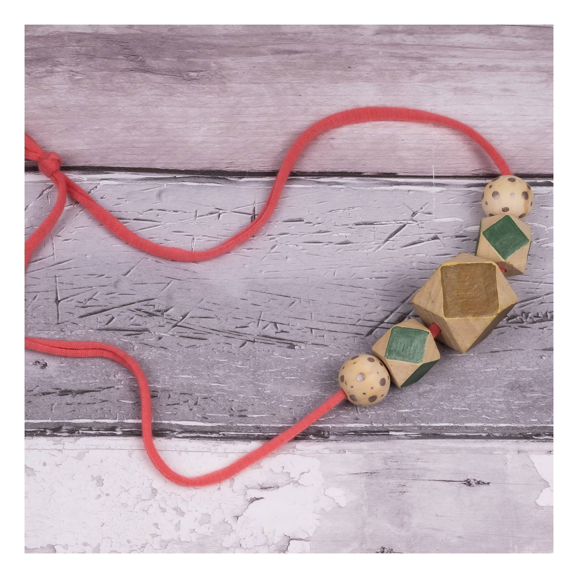 Trimits Geometric Wooden Craft Beads 30mm 6 Pack Hobbycraft