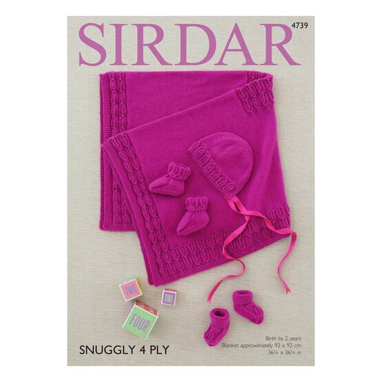 Sirdar Snuggly 4 Ply Blanket Bonnet and Bootees Digital Pattern 4739 image number 1
