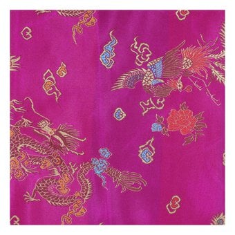 Cerise Print Chinese Brocade Fabric by the Metre image number 2