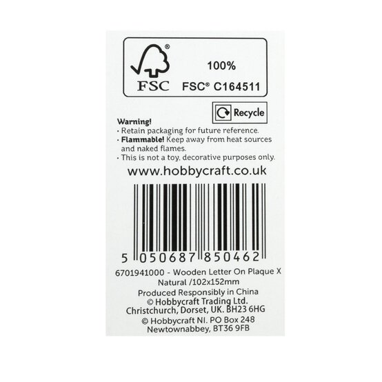 Wooden Letter X Plaque 10cm x 15cm image number 5