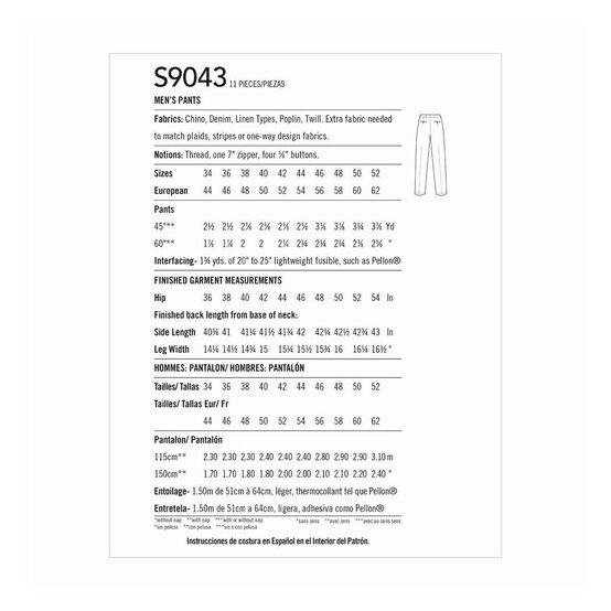 Simplicity Men’s Trousers Sewing Pattern S9043 (34-42) image number 2