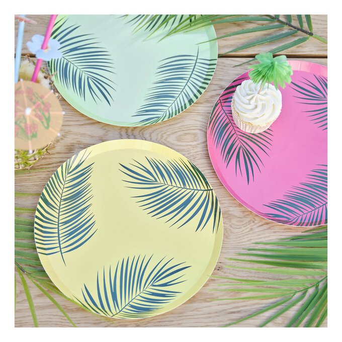 Ginger Ray Palm Leaf Printed Paper Plates 8 Pack image number 1