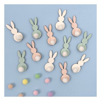 Pastel Wooden Bunny Tails 12 Pack