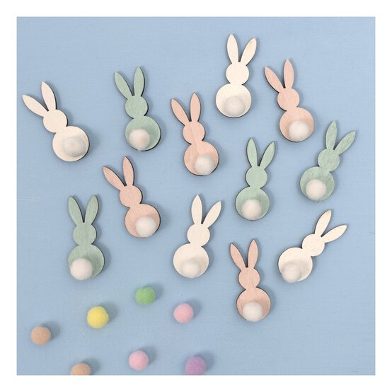 Pastel Wooden Bunny Tails 12 Pack image number 1