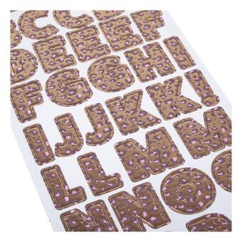 Pink Leopard Print Alphabet Chipboard Stickers 76 Pieces