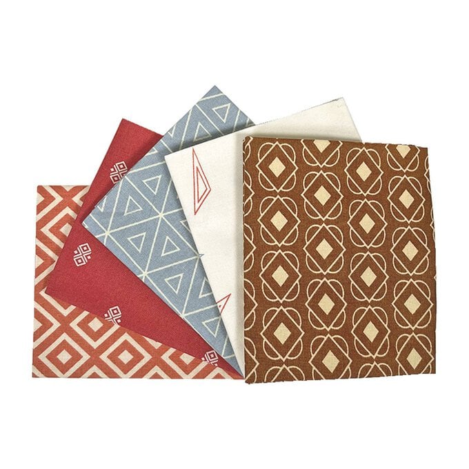 Brown Geometric Cotton Fat Quarters 5 Pack image number 1