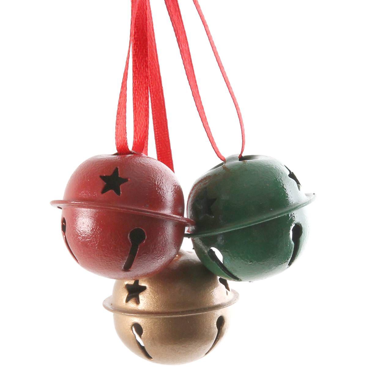 Red Gold and Green Christmas Jingle Bells 12 Pack Hobbycraft
