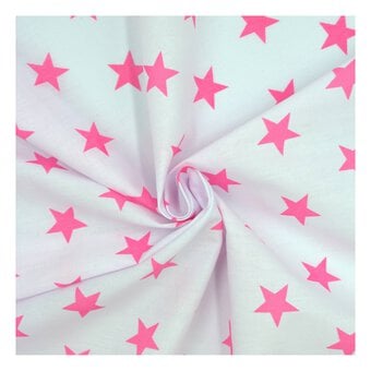 Pink Star Polycotton Fabric by the Metre