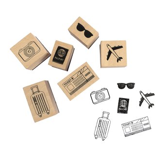 Travel Wooden Stamps 6 Pack