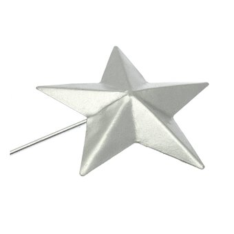 Silver Metal Star on a Stick Decoration 3 Pack