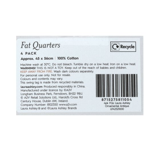 Laura Ashley Ornamental Antique Fat Quarters 4 Pack image number 8
