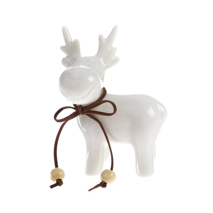 White Glaze Ceramic Reindeer 12cm | Hobbycraft