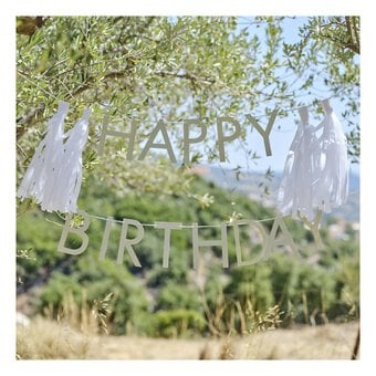 Ginger Ray Sage Green Happy Birthday Bunting with Tassels 1.5m image number 4
