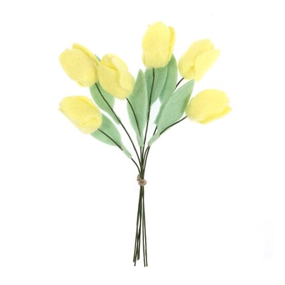 Mini Yellow Felt Tulip Bouquet 10cm image number 2