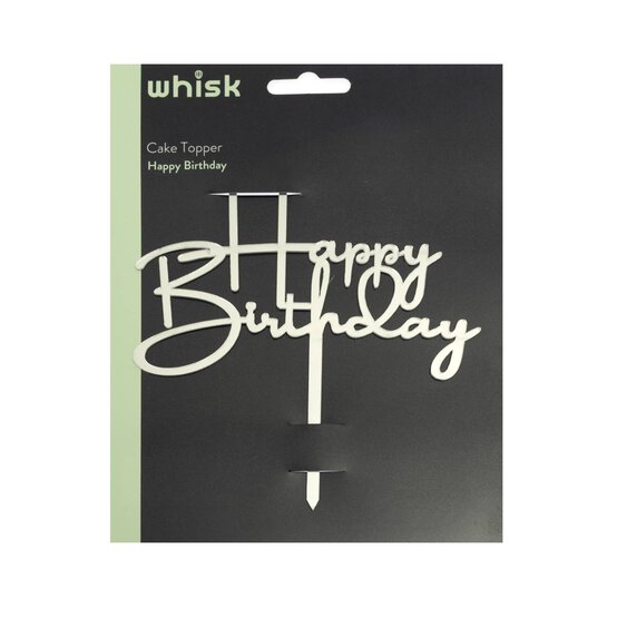 Whisk Silver Acrylic Happy Birthday Cake Topper image number 3