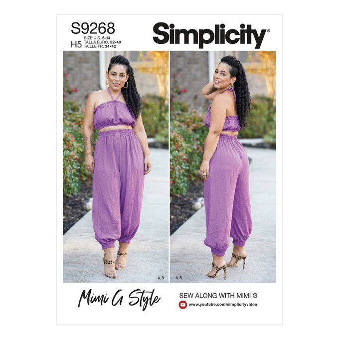 Simplicity Bra Top and Trousers Sewing Pattern S9268 (6-14) image number 1