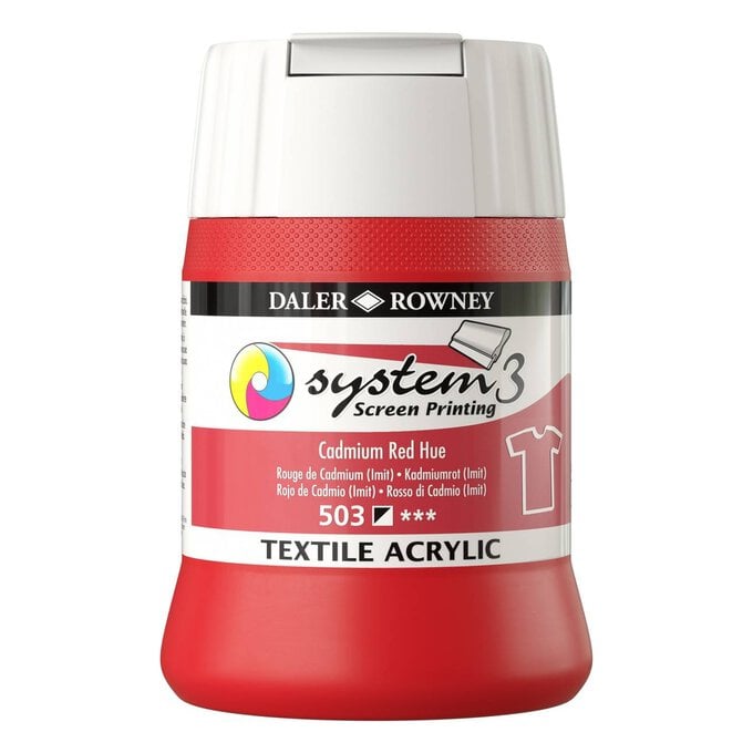 Daler-Rowney System3 Cadmium Red Hue Textile Acrylic Ink 250ml image number 1
