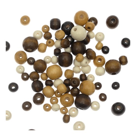 Mixed Round Wooden Beads 40g image number 1