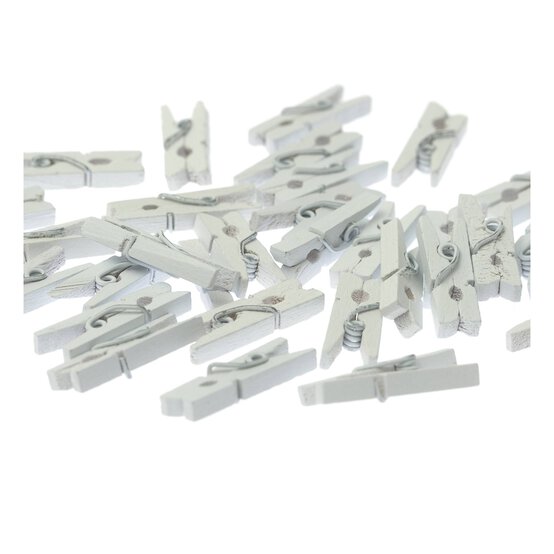 Mini White Wooden Pegs 30 Pack image number 3