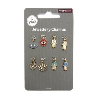 Gold Eye and Hand Jewellery Charms 12 Pack 