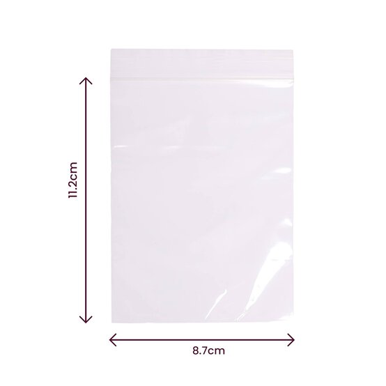 Clear Resealable Bags 87mm x 112mm 100 Pack image number 3