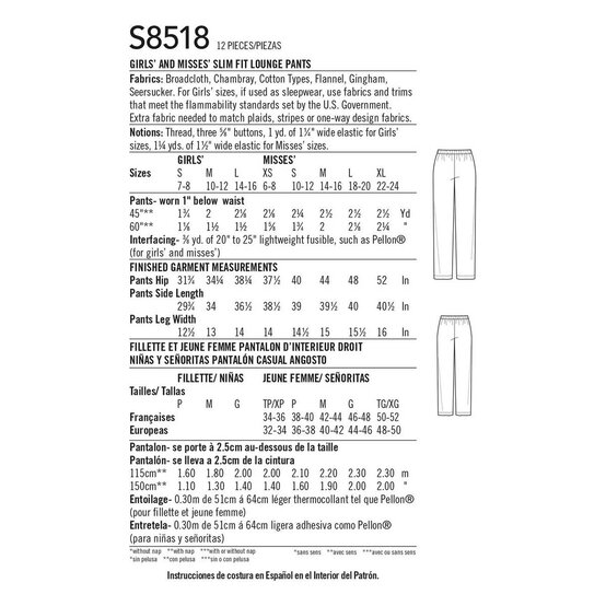 Simplicity Lounge Trousers Sewing Pattern S8518 (S-XL) image number 2