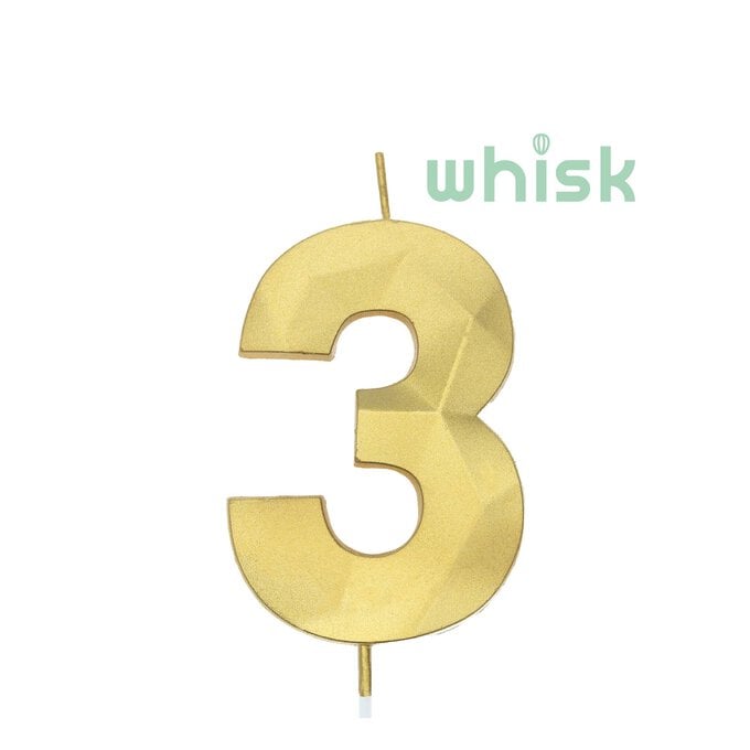 Whisk Gold Faceted Number 3 Candle image number 1