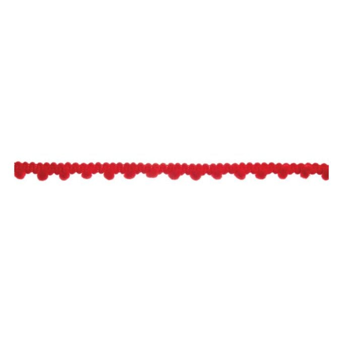 Red 7mm Pom Pom Trim by the Metre image number 1
