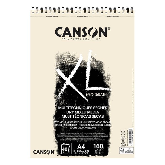 Canson Sand Grain Natural Mixed Media Paper A4 40 Sheets image number 1