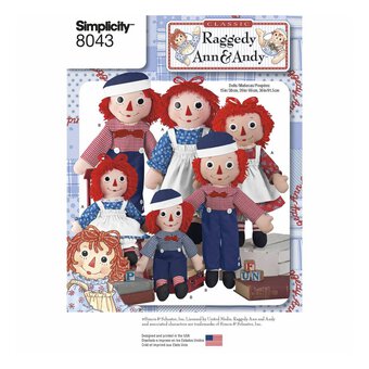 Simplicity Raggedy Dolls Sewing Pattern 8043