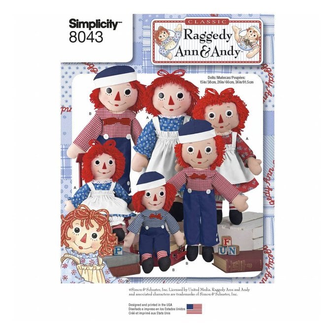 Simplicity Raggedy Dolls Sewing Pattern 8043 image number 1