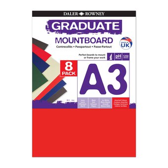 Daler-Rowney Graduate Assorted Cream Core Mountboard A3 8 Pack