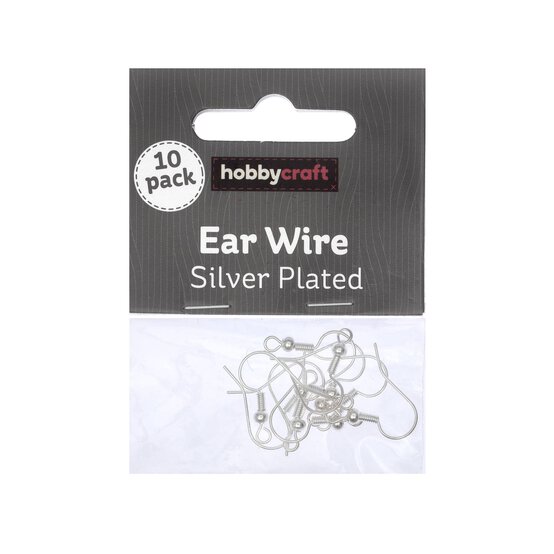 Silver-Plated Ear Wires 25mm x 20mm 10 Pack image number 1
