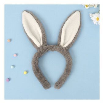 Grey and White Bunny Ears Headband