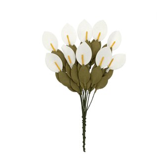 White Peace Lily Wired Floral Picks 11cm 