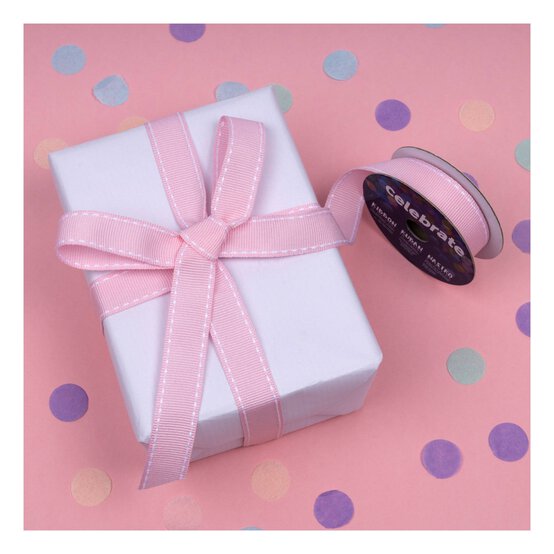 Baby Pink Grosgrain Running Stitch Ribbon 15mm x 4m image number 5
