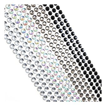 Mixed Silver Adhesive Gems 6mm 504 Pack