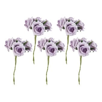 Lilac Wired Rose Heads 20 Pack