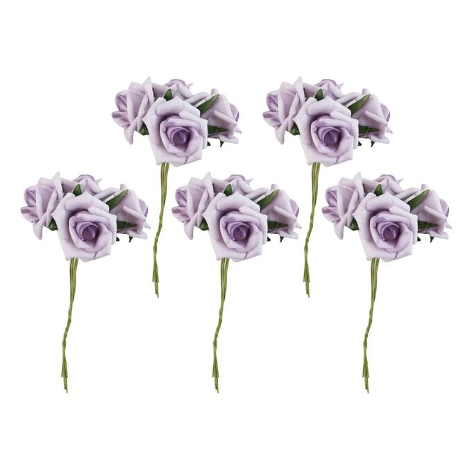 Lilac Wired Rose Heads 20 Pack image number 1
