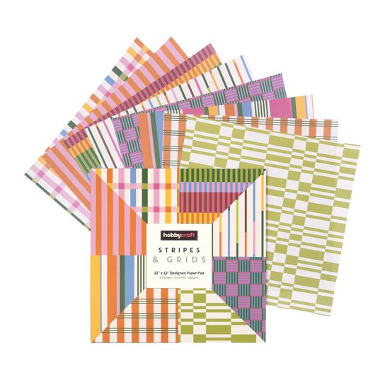 Stripes and Grids Paper Pad 12 x 12 Inches 24 Pack image number 1