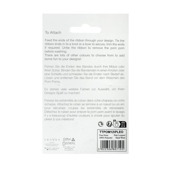 Pink Leopard Faux Fur Pom Pom 11cm image number 6